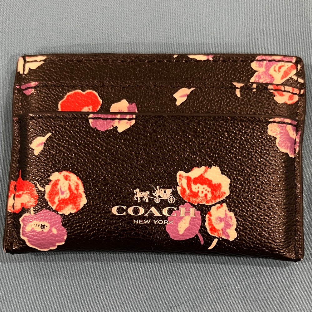 Coach Black Wallet with Floral Design
